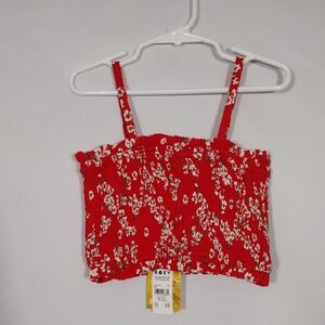 NWT Roxy Red Floral Smocked Crop Top This Is The First One Girls Size 5